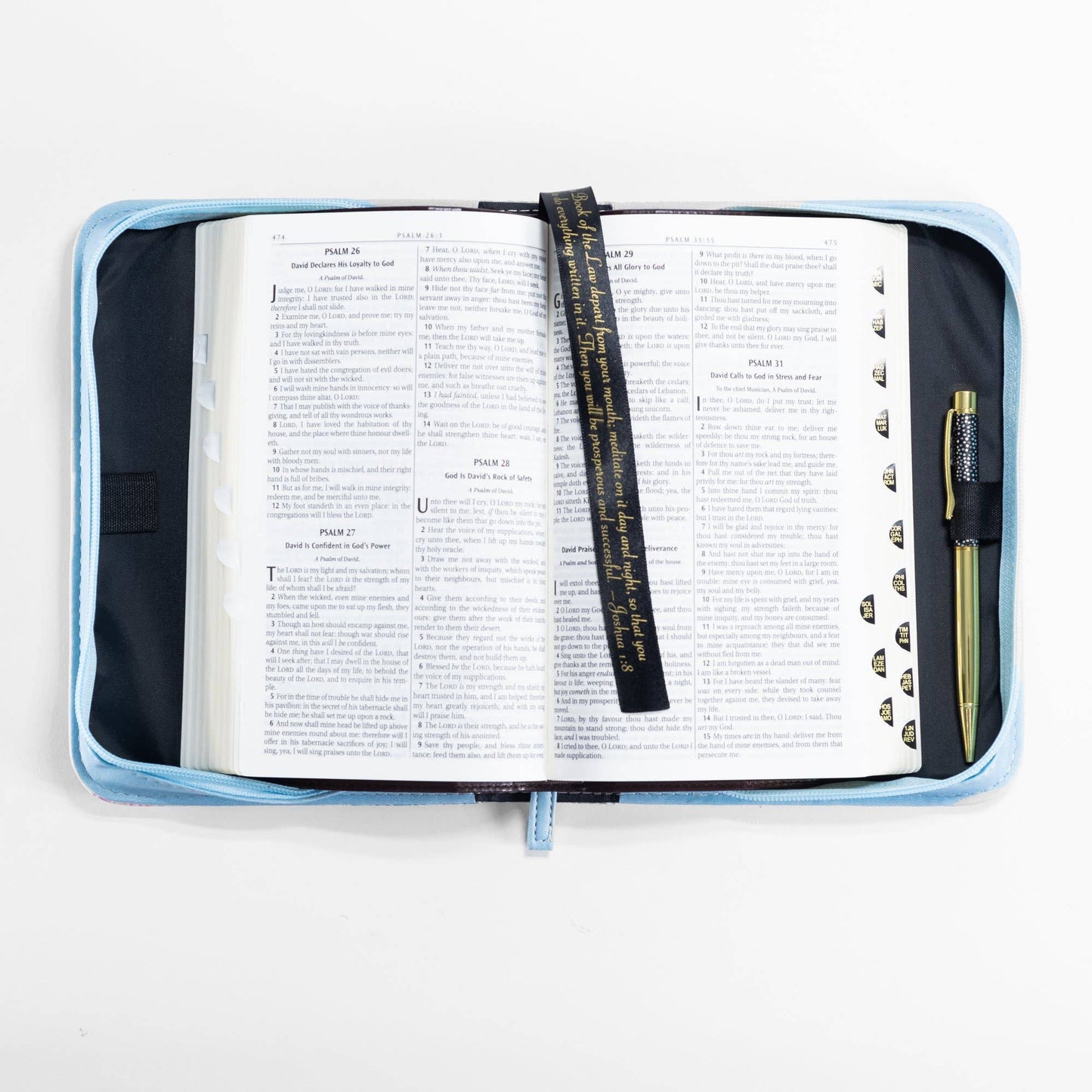 Bible Cover - Blue Floral Love into Hearts, Romans 5:5