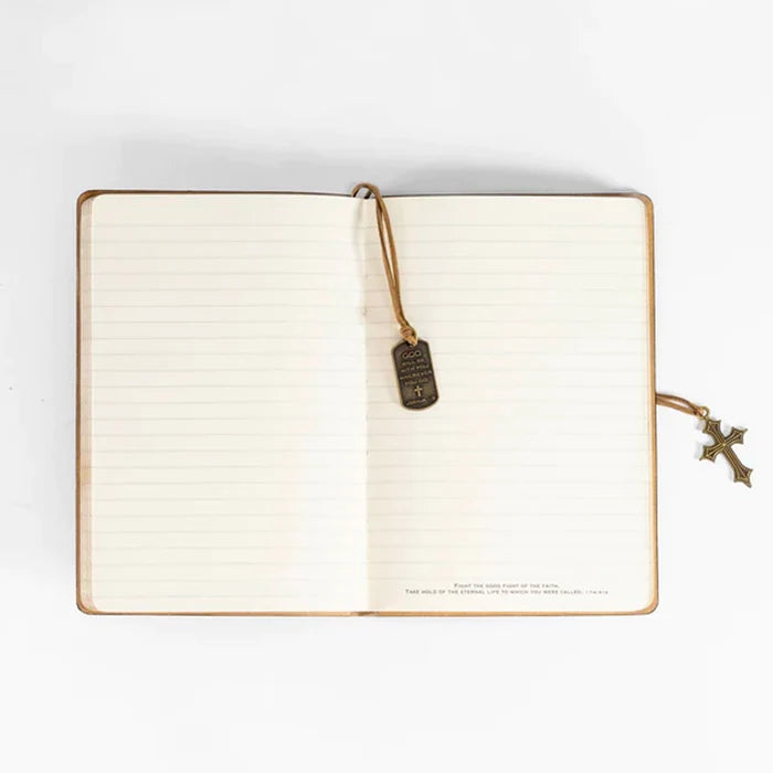 DIVINITY BOUTIQUE FAUX LEATHER JOURNAL : MAN OF GOD WITH CROSS CHARM BLACK