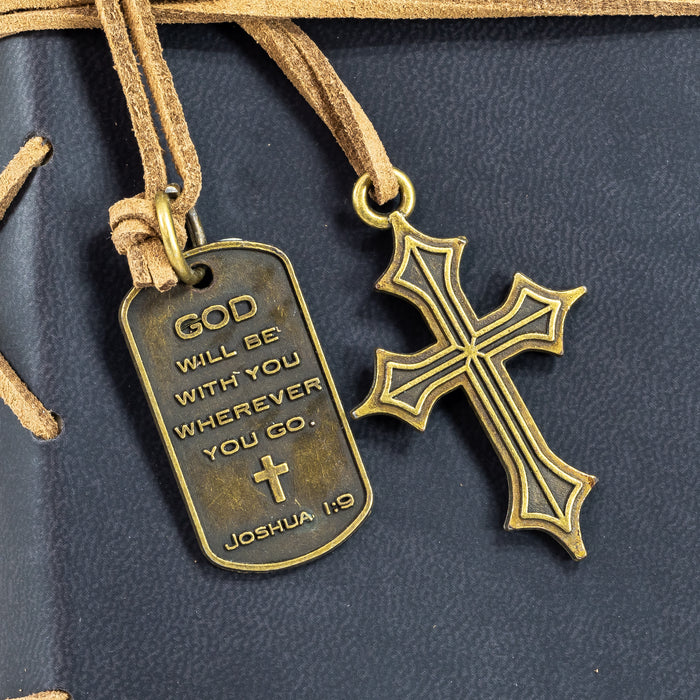 DIVINITY BOUTIQUE FAUX LEATHER JOURNAL : MAN OF GOD WITH CROSS CHARM BLACK