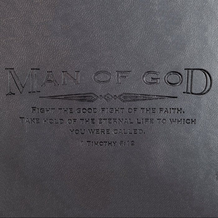 DIVINITY BOUTIQUE FAUX LEATHER JOURNAL : MAN OF GOD WITH CROSS CHARM BLACK