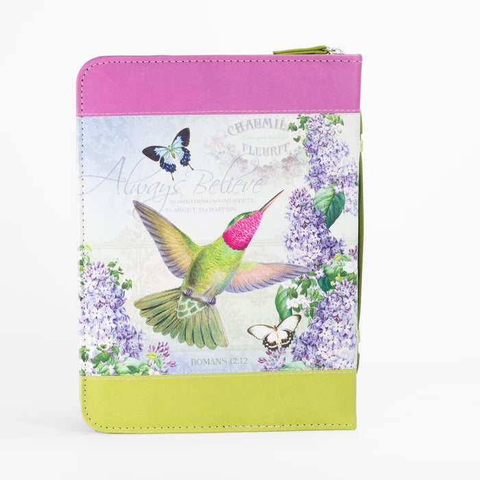 DIVINITY BOUTIQUE DIVINE DETAILS: BIBLE COVER - HUMMINGBIRD - ROMANS 12:12