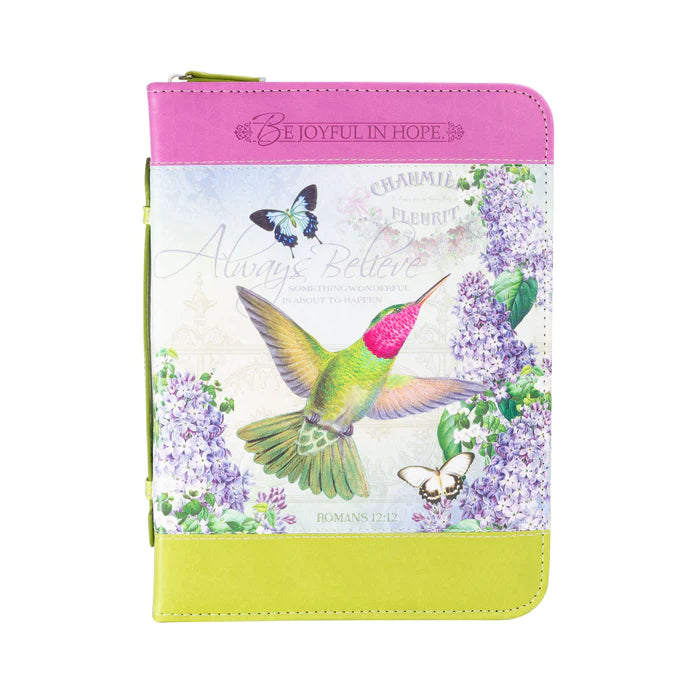 DIVINITY BOUTIQUE DIVINE DETAILS: BIBLE COVER - HUMMINGBIRD - ROMANS 12:12