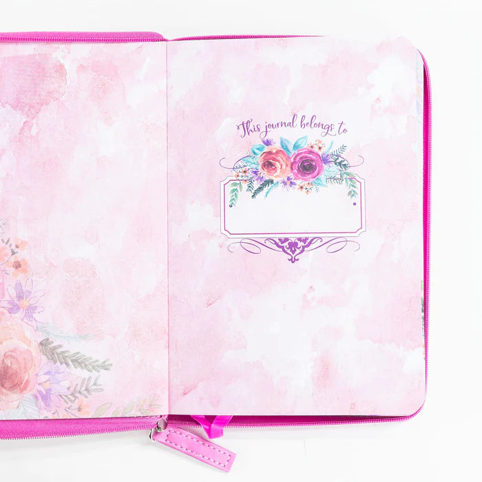 DIVINITY BOUTIQUE DIVINE DETAILS 2020: ZIPPERED JOURNAL: PINK FLORAL, GROW IN GRACE SKU: 28313