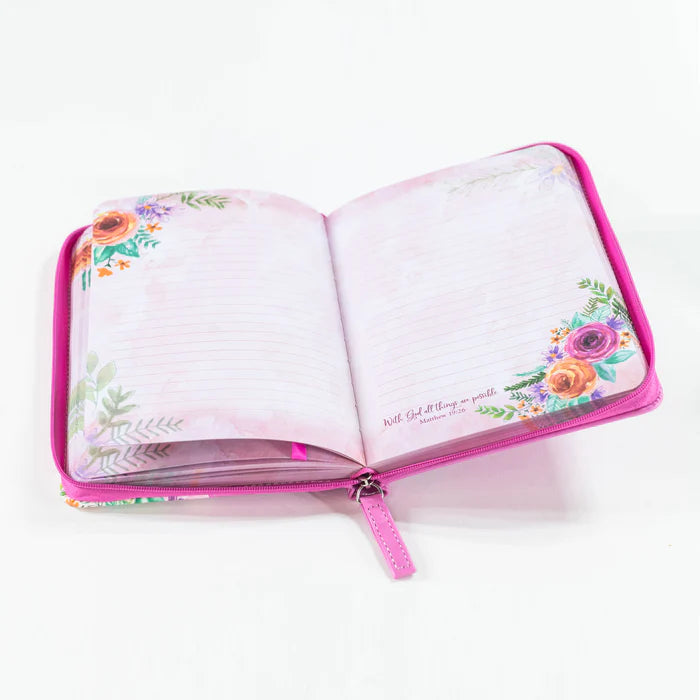 DIVINITY BOUTIQUE DIVINE DETAILS 2020: ZIPPERED JOURNAL: PINK FLORAL, GROW IN GRACE SKU: 28313