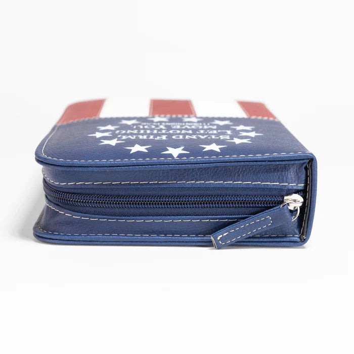 DIVINE DETAILS: BIBLE COVER: US FLAG STAND FIRM - 1 CORINTHIANS 15:58