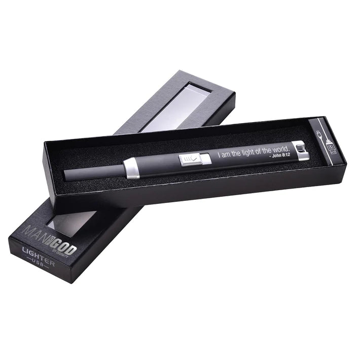 DIVINITY BOUTIQUE MAN OF GOD: BLACK USB ARC LIGHTER SKU: 28515