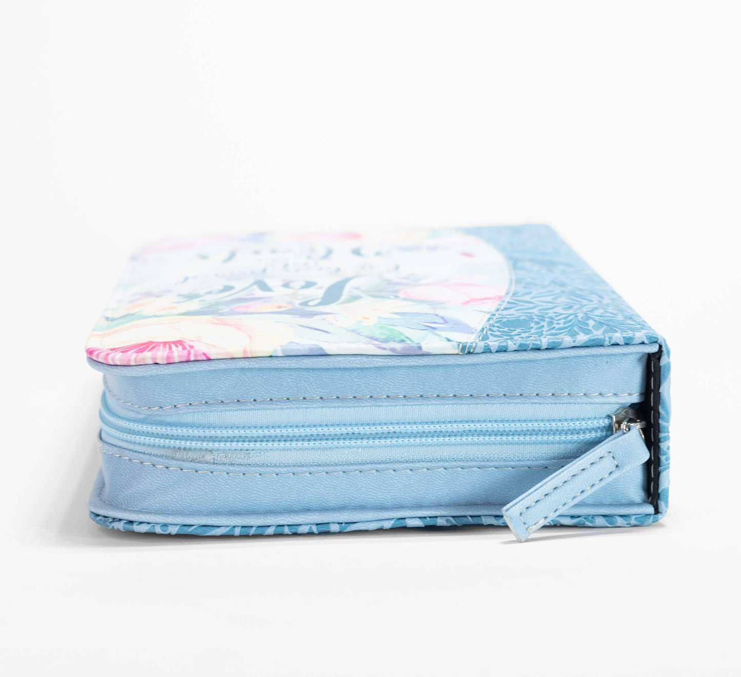 Bible Cover - Blue Floral Love into Hearts, Romans 5:5